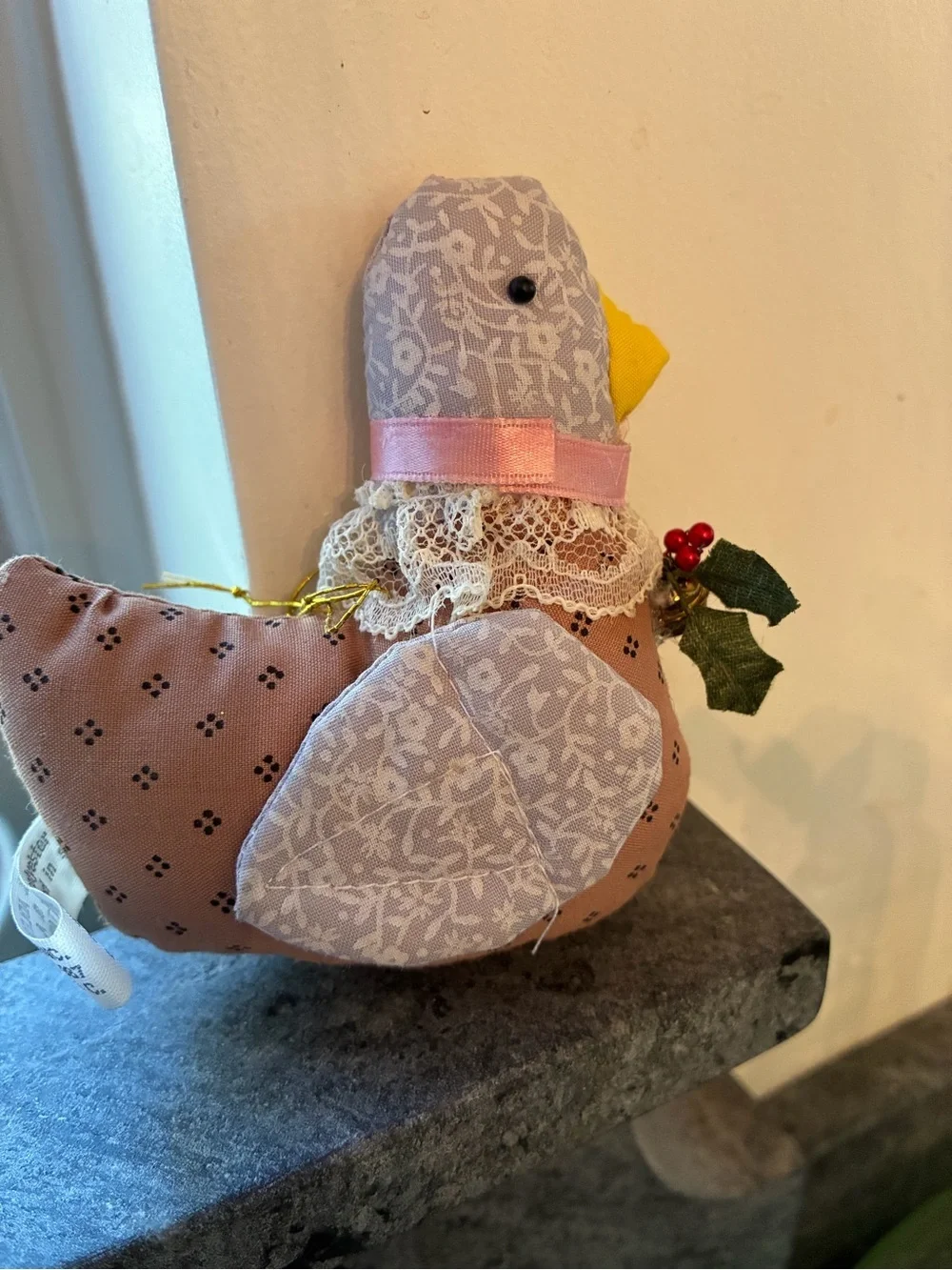 Vintage Kurt S Adler Christmas Ornament Fabric Goose 1980s Country Cottagecore